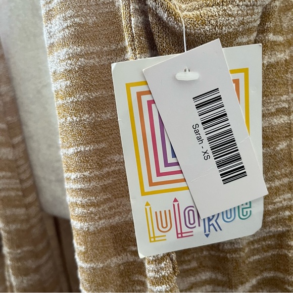 NWT LuLaRoe Sarah Open Front Long Line Cardigan Duster in Camel And Ivory XS - Picture 6 of 7
